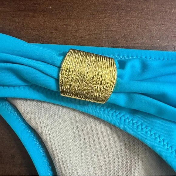 VINTAGE Y2K Luxury-Look Gold Metal Detail Swim Bottoms S - Picture 5 of 8